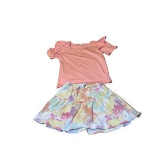 Garanimals Girls 4T Pink Ruffle Top and Tie Dye Skort Set